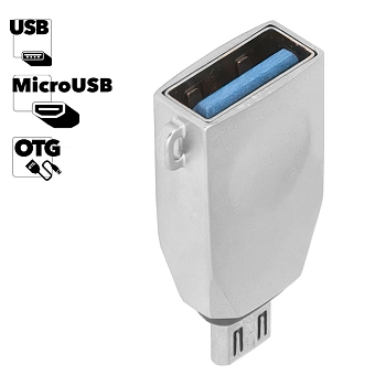 Адаптер OTG Hoco UA10 USB to MicroUSB OTG adapter, серый